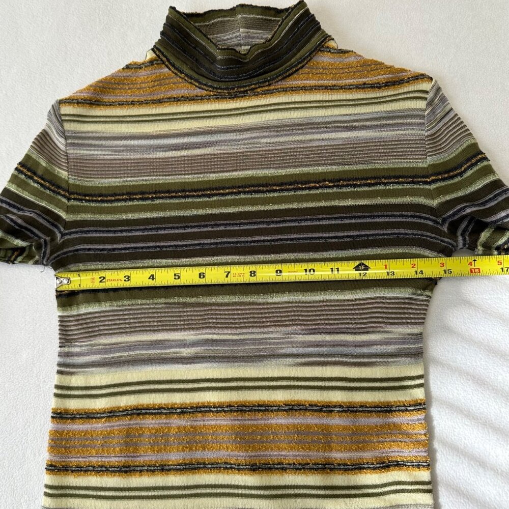 Missoni Striped Mock Neck Long Sleeve Knit Sweater Size 40 Greens Browns Vtg Y2K - Picture 12 of 13